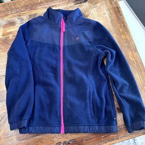 Girls Size Large (12-14) Nautica Fleece Jacket Blue and Pink
